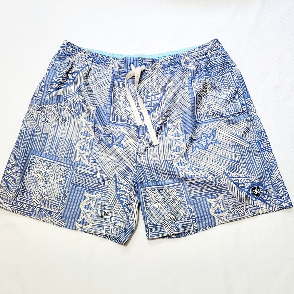 Nat Nast 5.5" Swim Board Shorts Blue Pattern Mens  XL